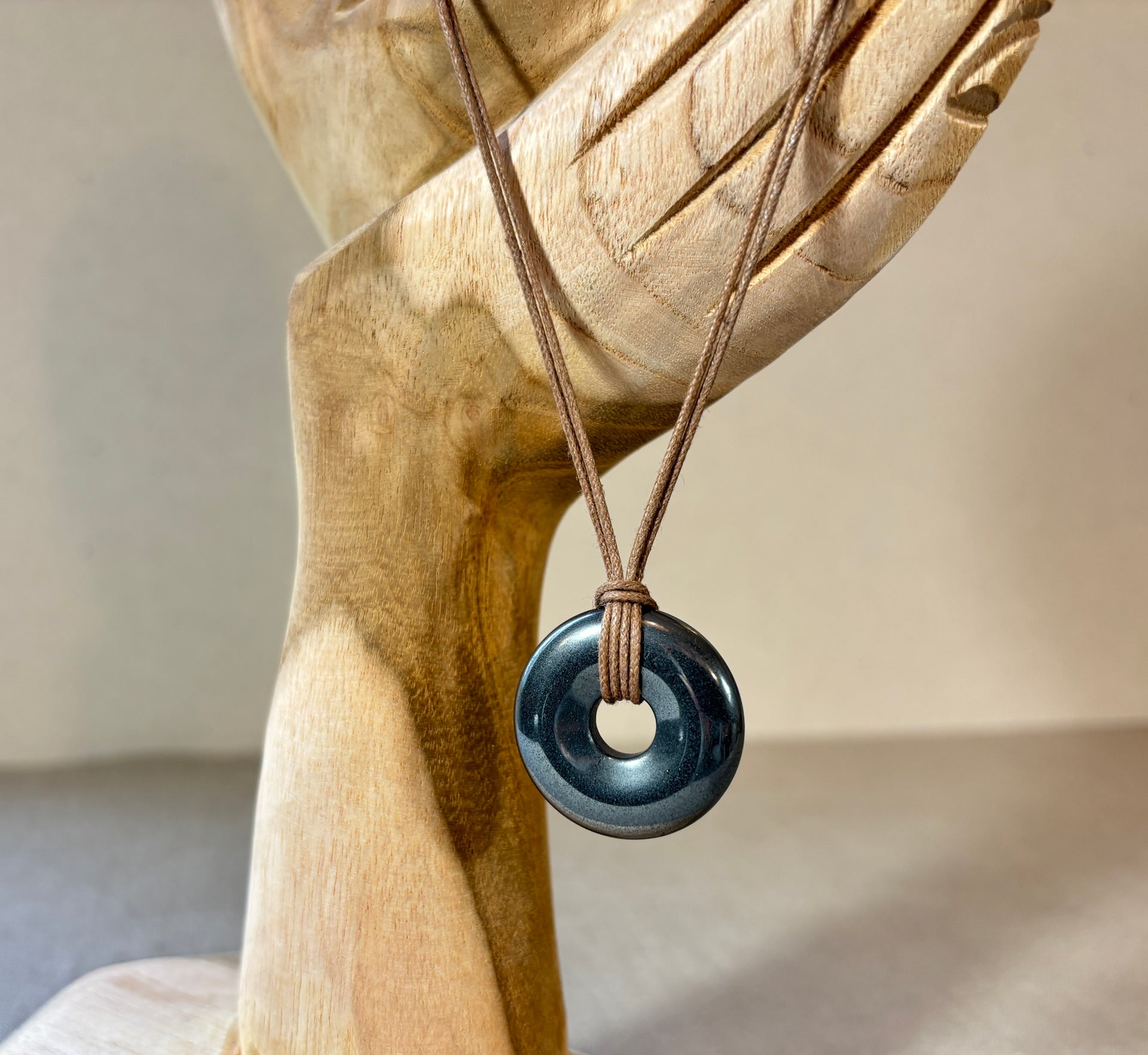 Donut Pendant in Hematite