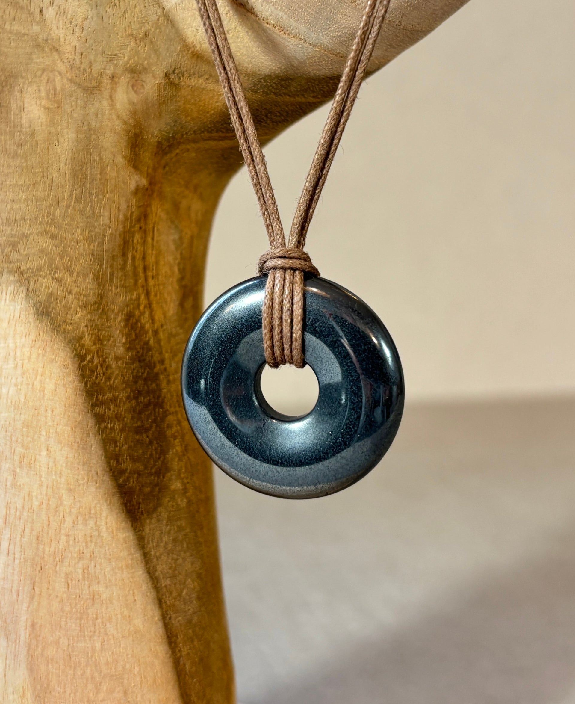 Donut Pendant in Hematite