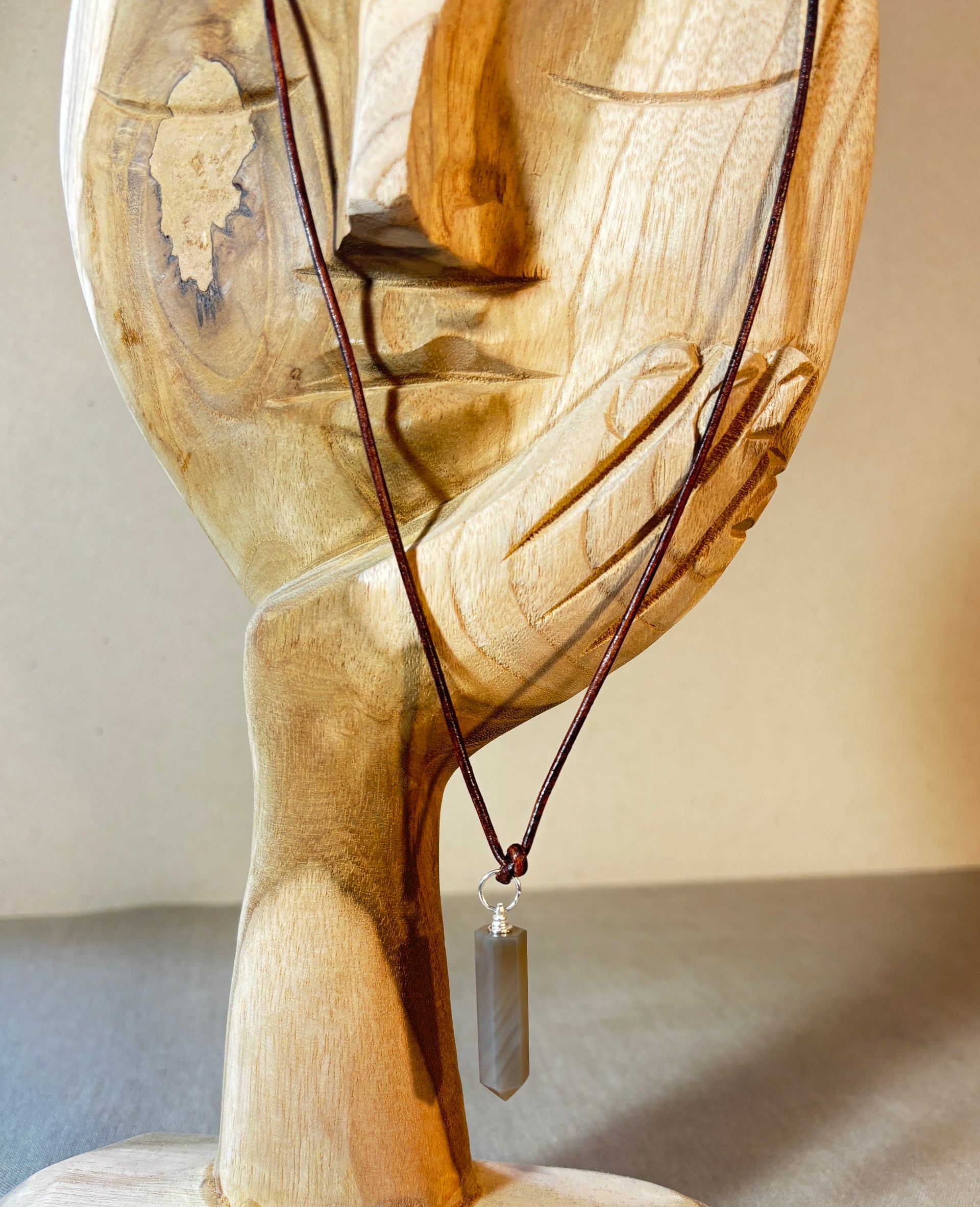 Point Pendant in Gray Agate