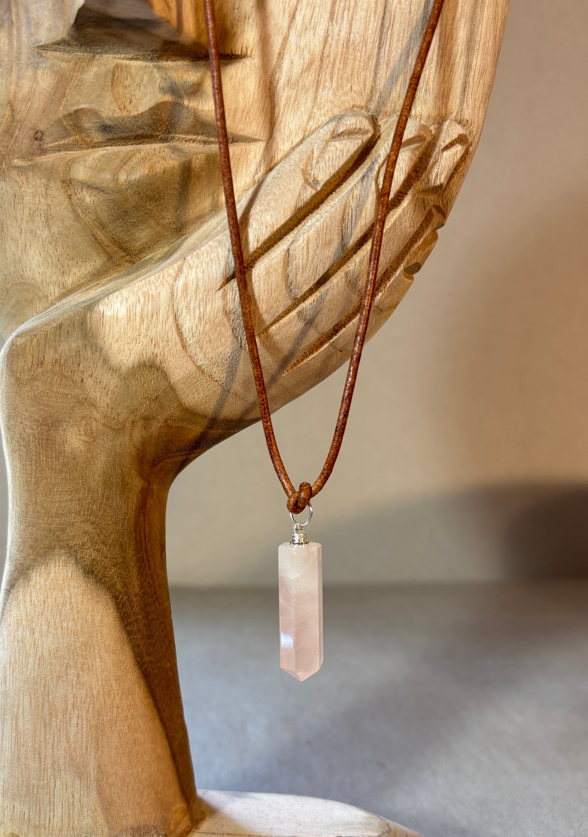 Point Pendant in Rose Quartz