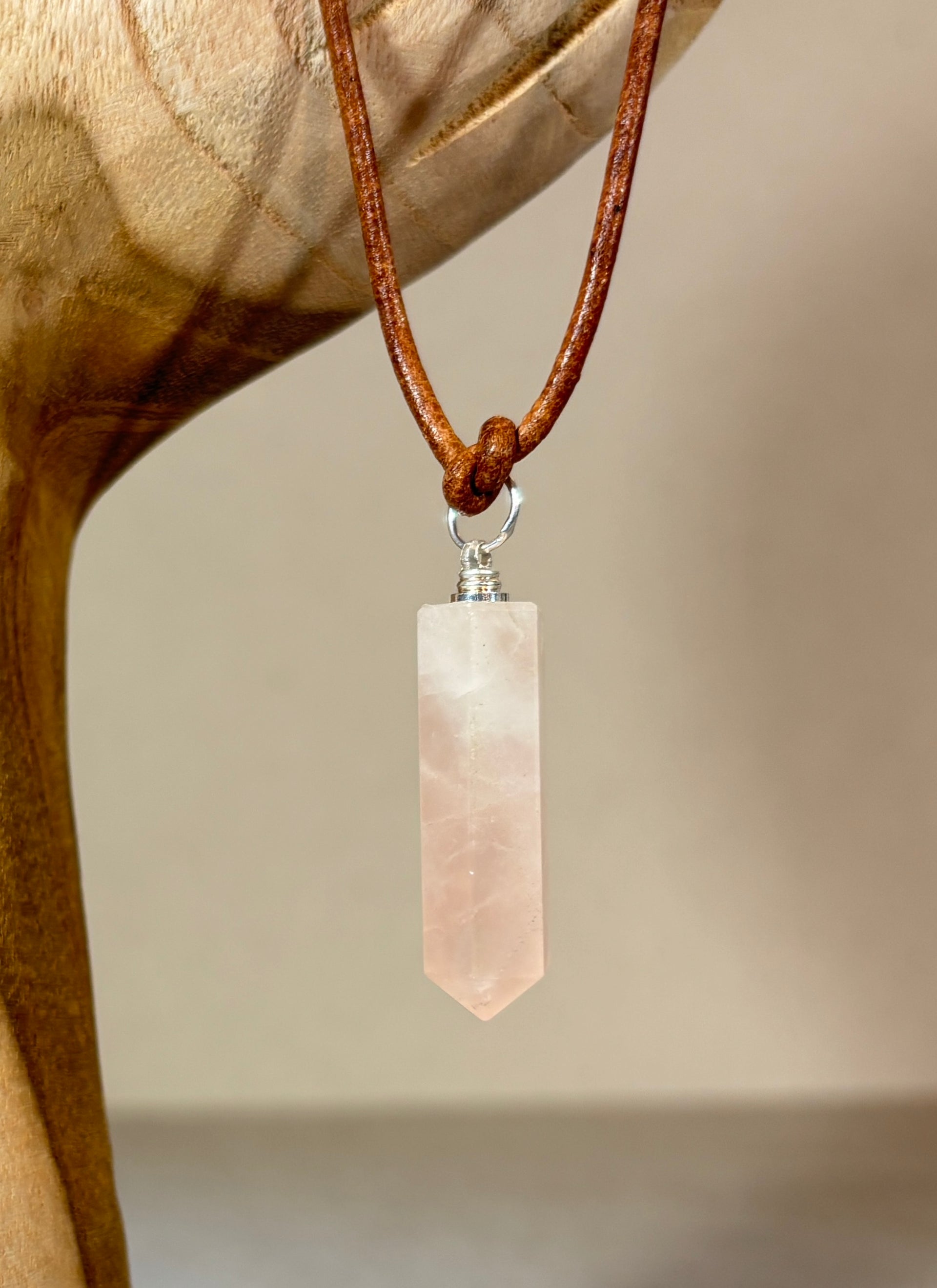 Point Pendant in Rose Quartz
