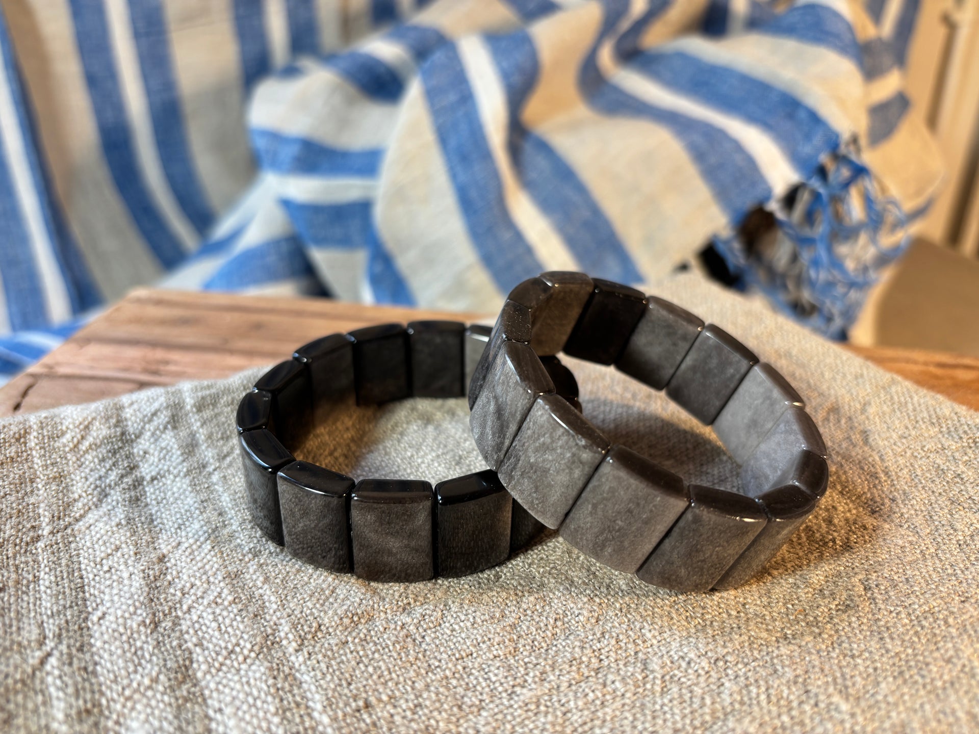 Silver Sheen Obsidian Rectangle Bracelet