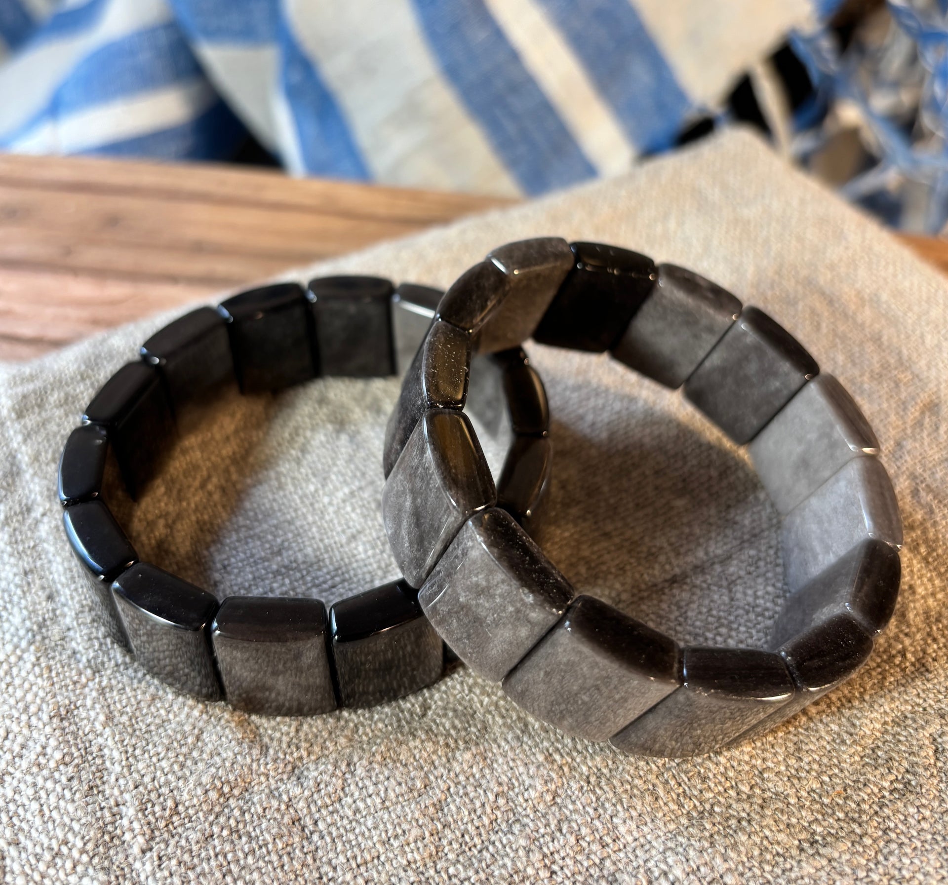 Silver Sheen Obsidian Rectangle Bracelet