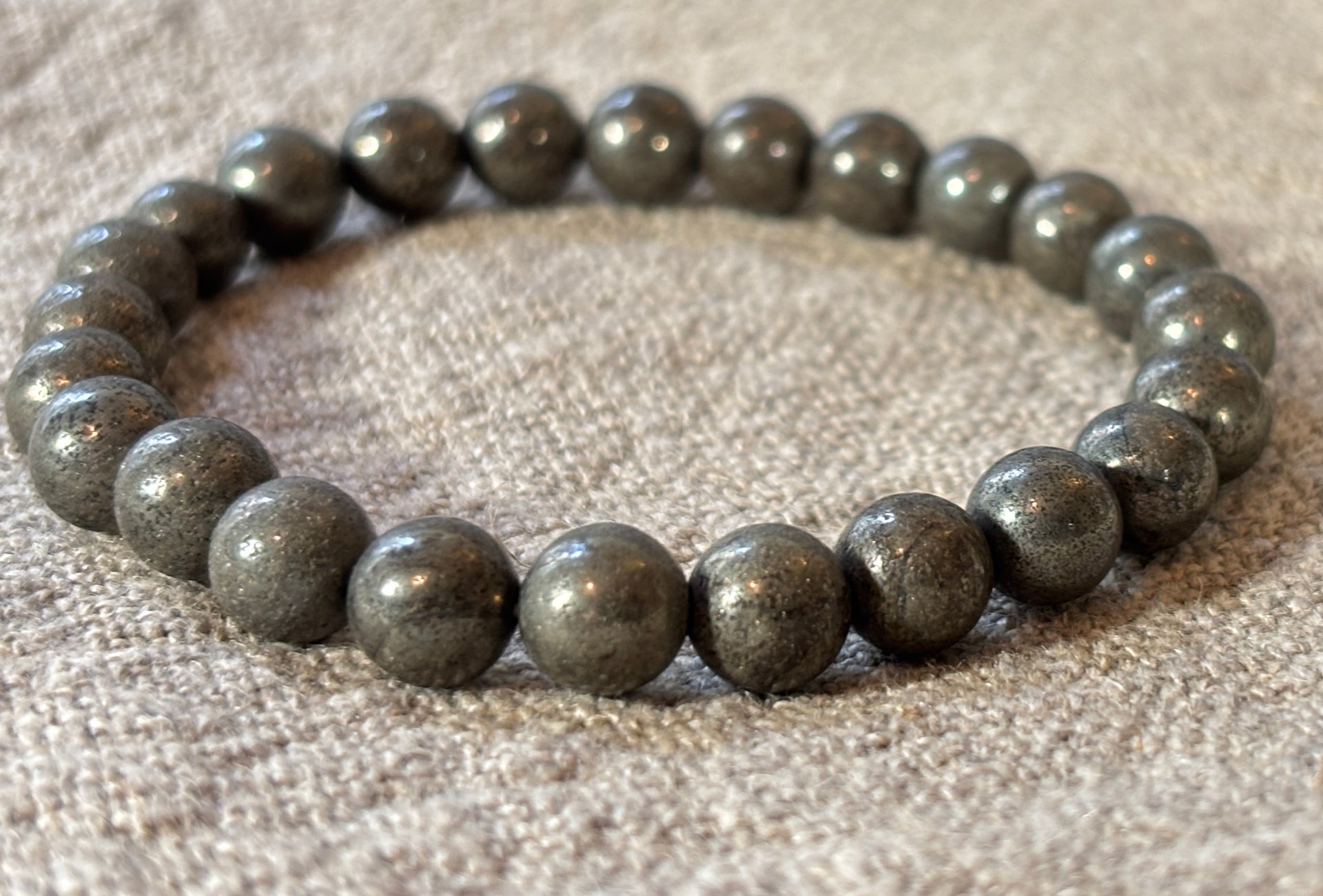 Pyrite Round Bead Bracelet