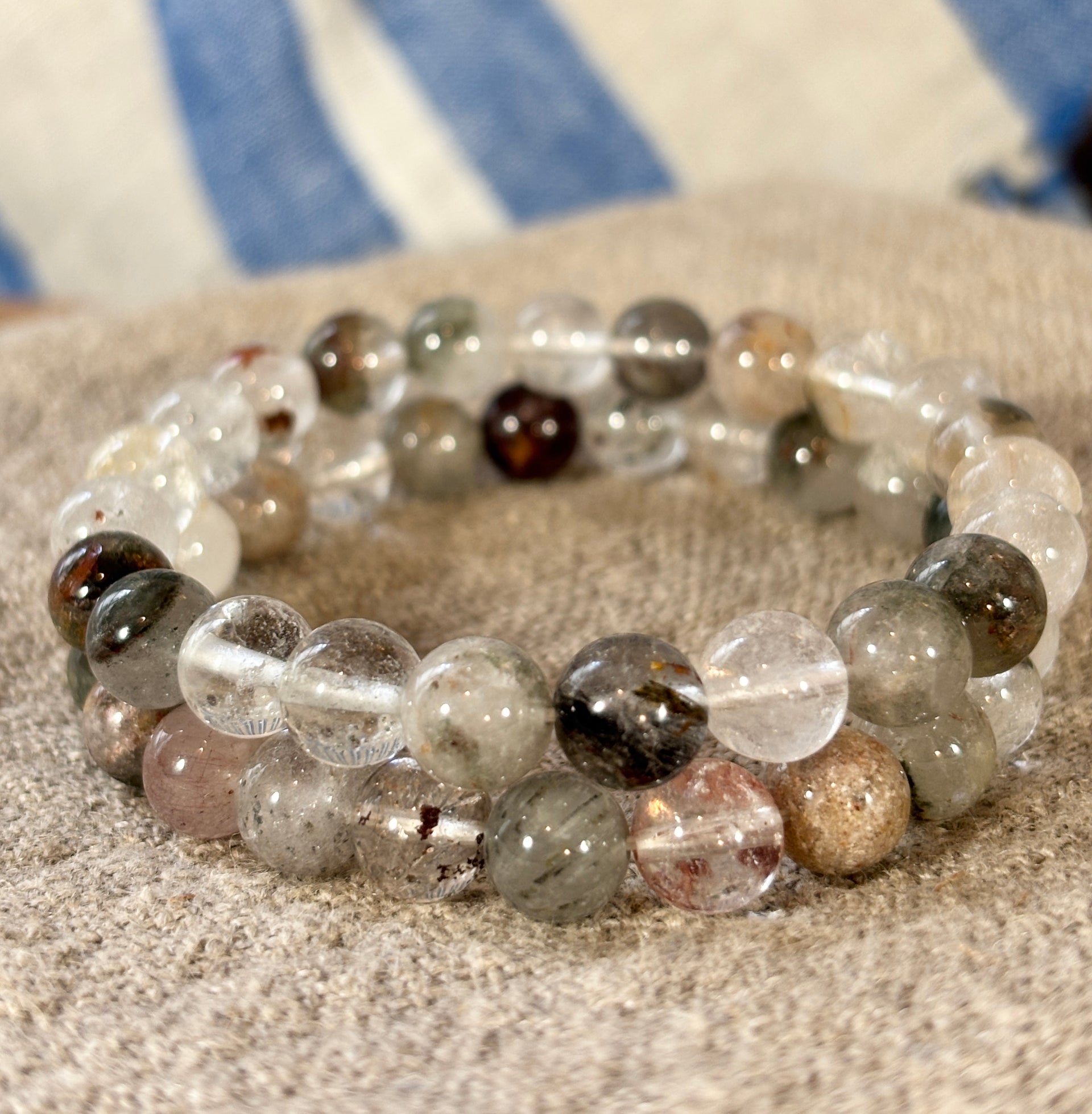Chlorite Quartz Round Bead Bracelet