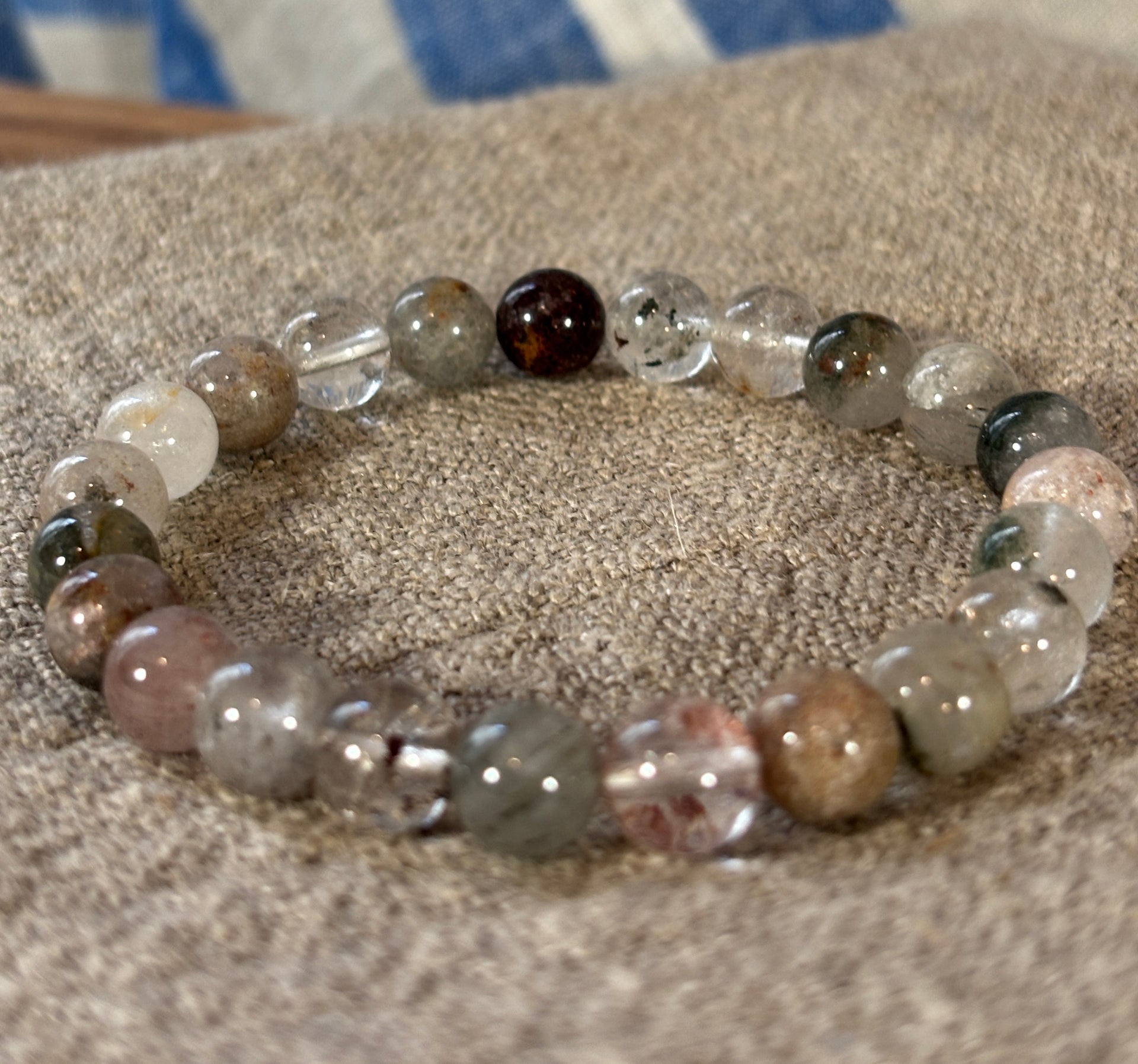 Chlorite Quartz Round Bead Bracelet