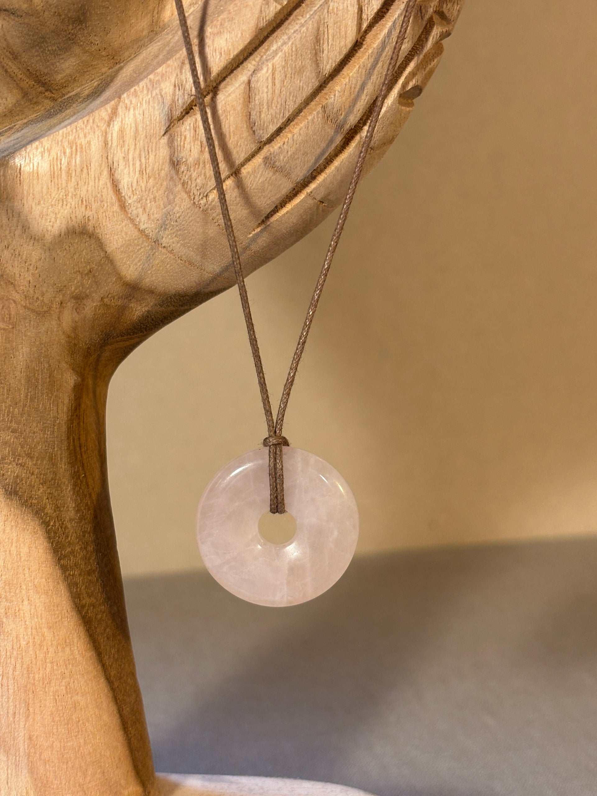 Donut Pendant in Rose Quartz