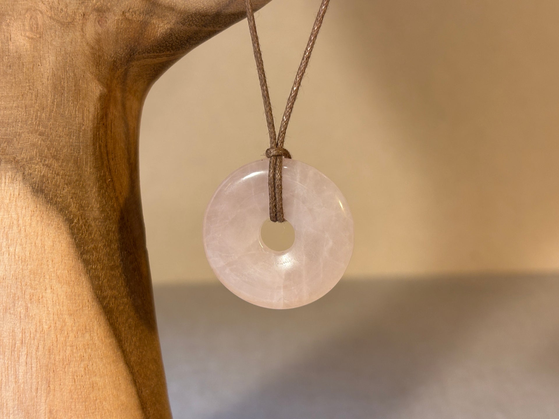 Donut Pendant in Rose Quartz