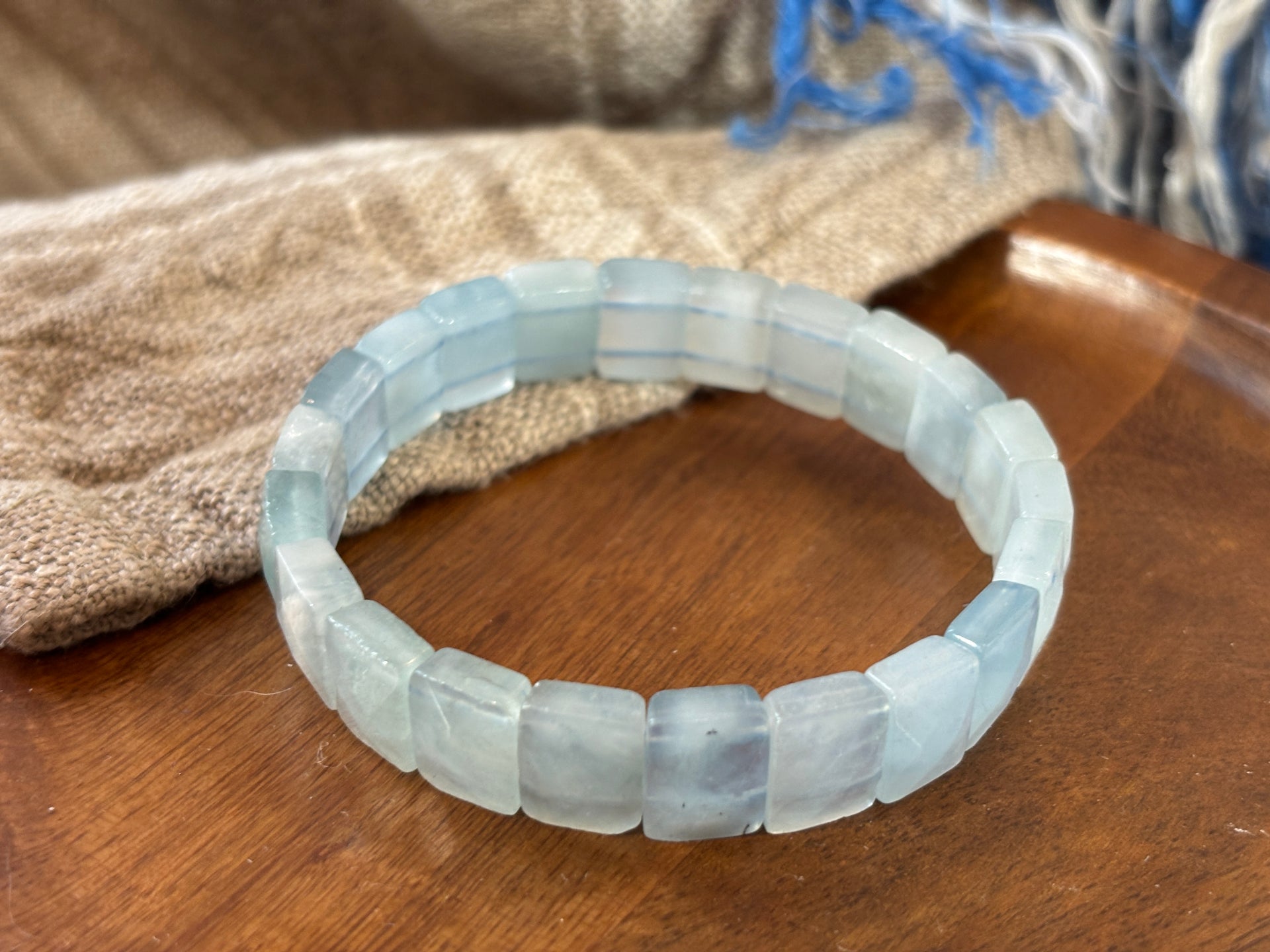 Faceted Aquamarine Rectangle Bracelet