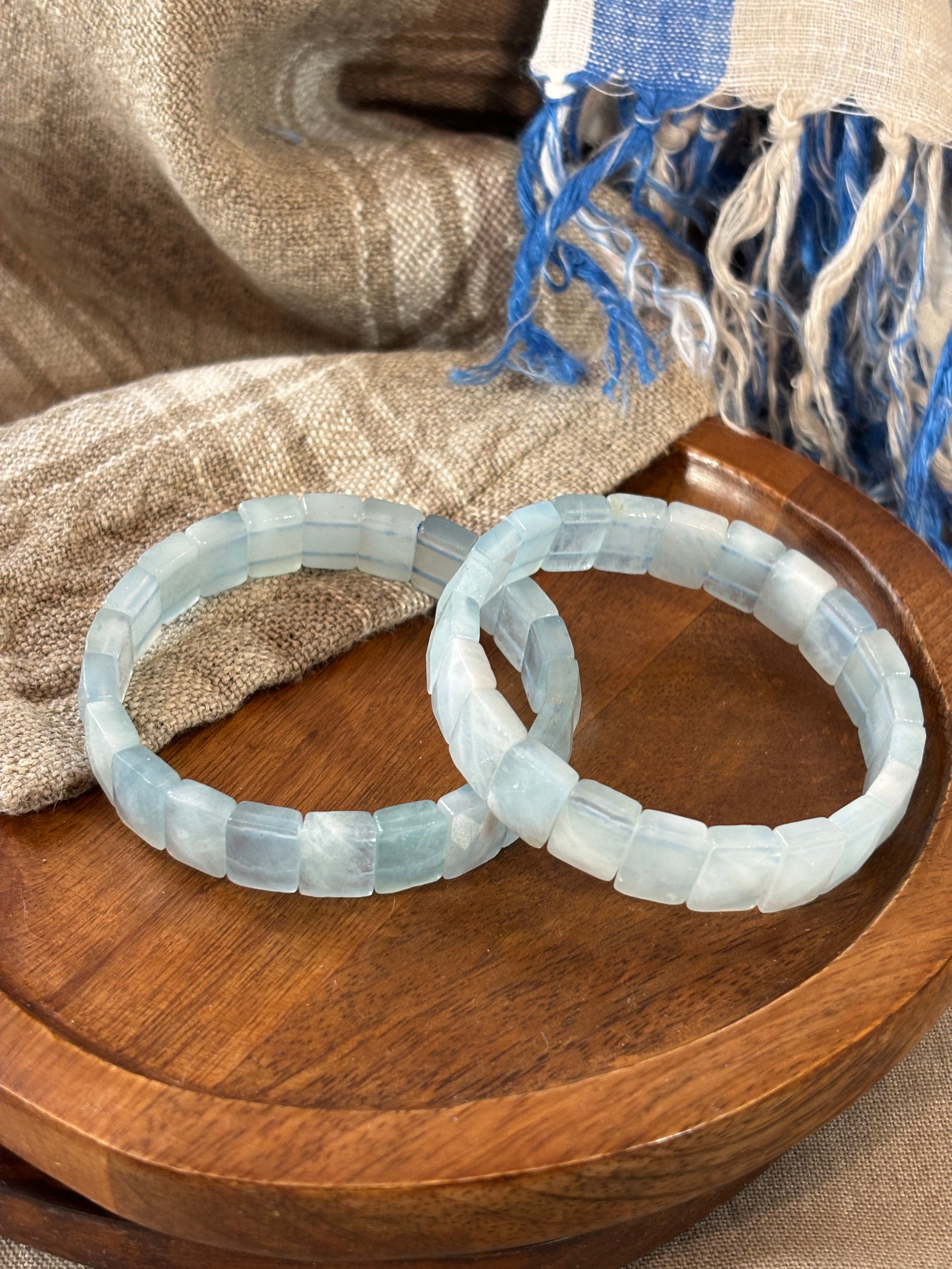 Faceted Aquamarine Rectangle Bracelet