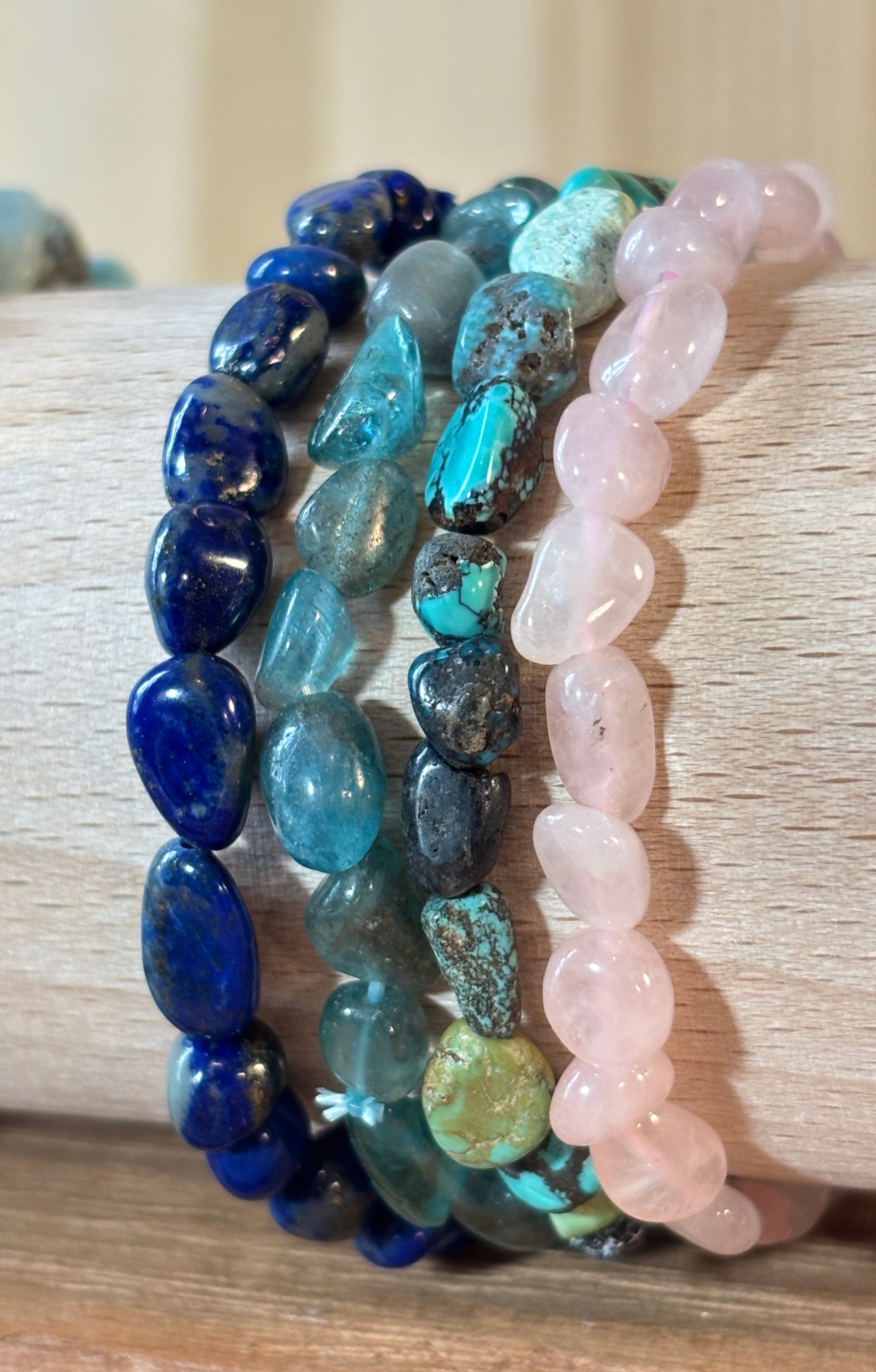 Tumbled Stone Bracelets - Set of Four
