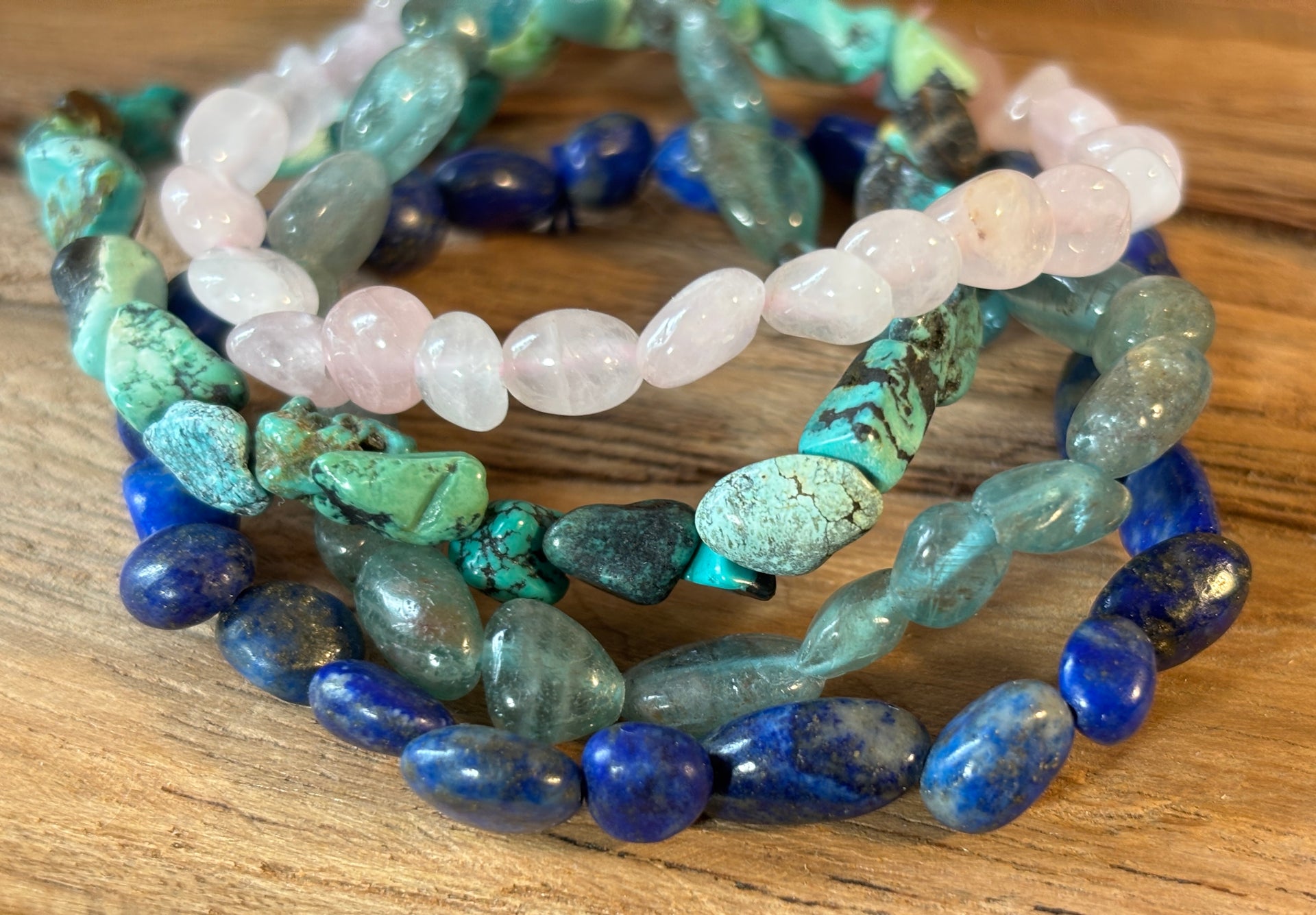 Tumbled Stone Bracelets - Set of Four