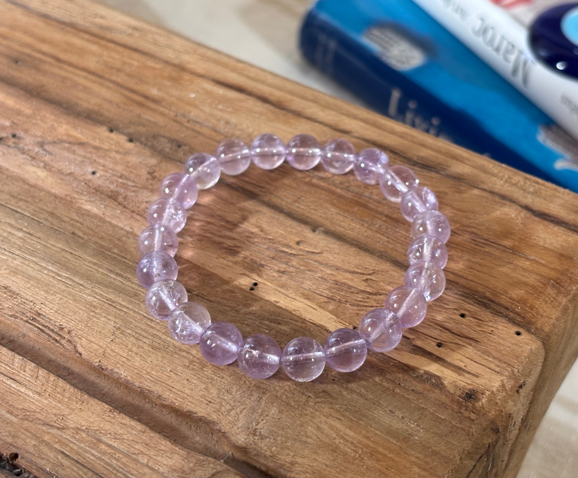 Lavender Amethyst Round Bead Bracelet