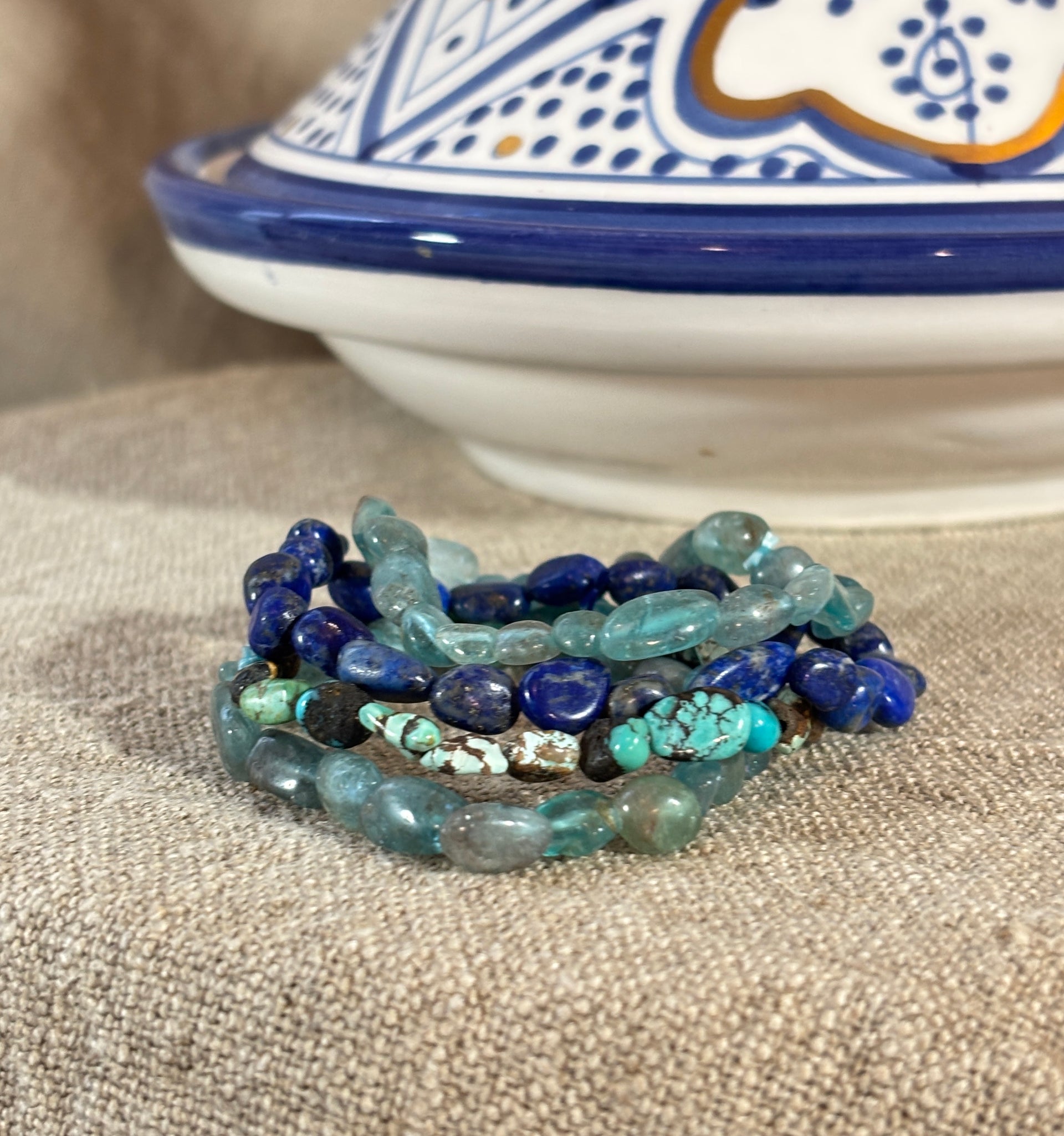 Tumbled Stone Bracelets - Blues